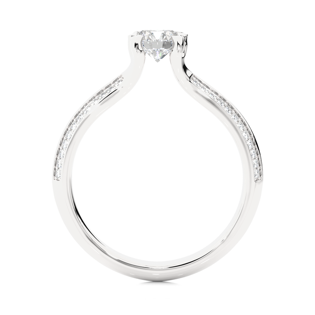 0.73 CTW Lab-Grown Diamond Pavé Engagement Ring – Round Cut