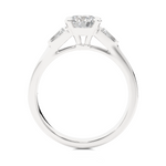 Load image into Gallery viewer, 1.69 CT Round Center with Baguette &amp; Round Side Lab Grown Diamond Three Stone Ring | 17 Stone Gold Band
