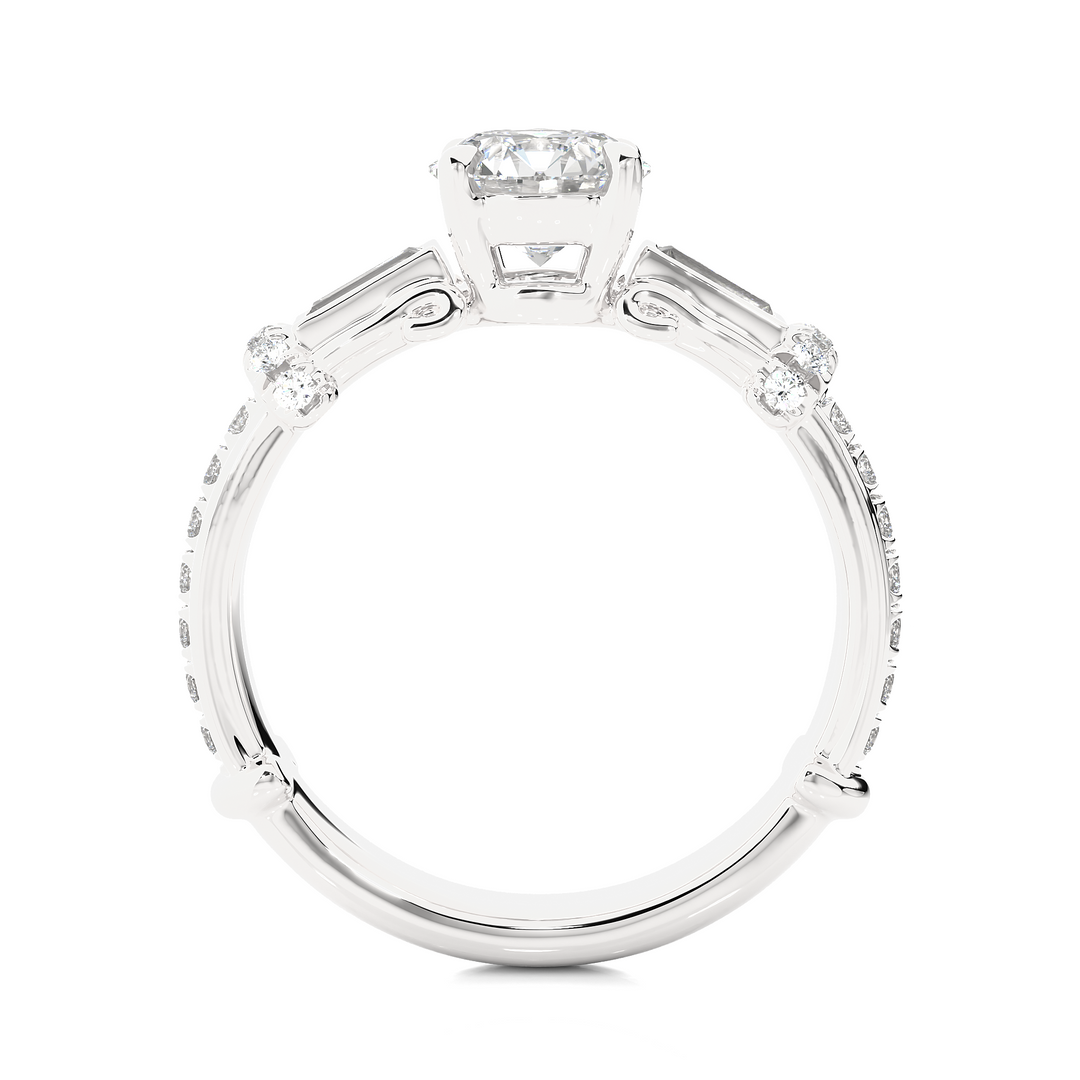 1.50 Carat Three Stone Lab-Grown Diamond Ring | Round & Baguette Unique Design