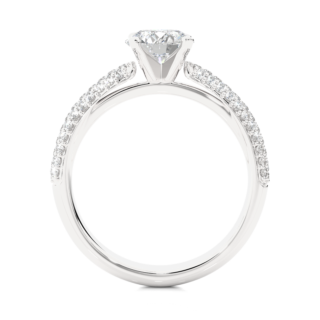 1.53 CTW Round Lab-Grown Diamond Engagement Ring with Three-Row Micropave Set E-F / VVS-VS