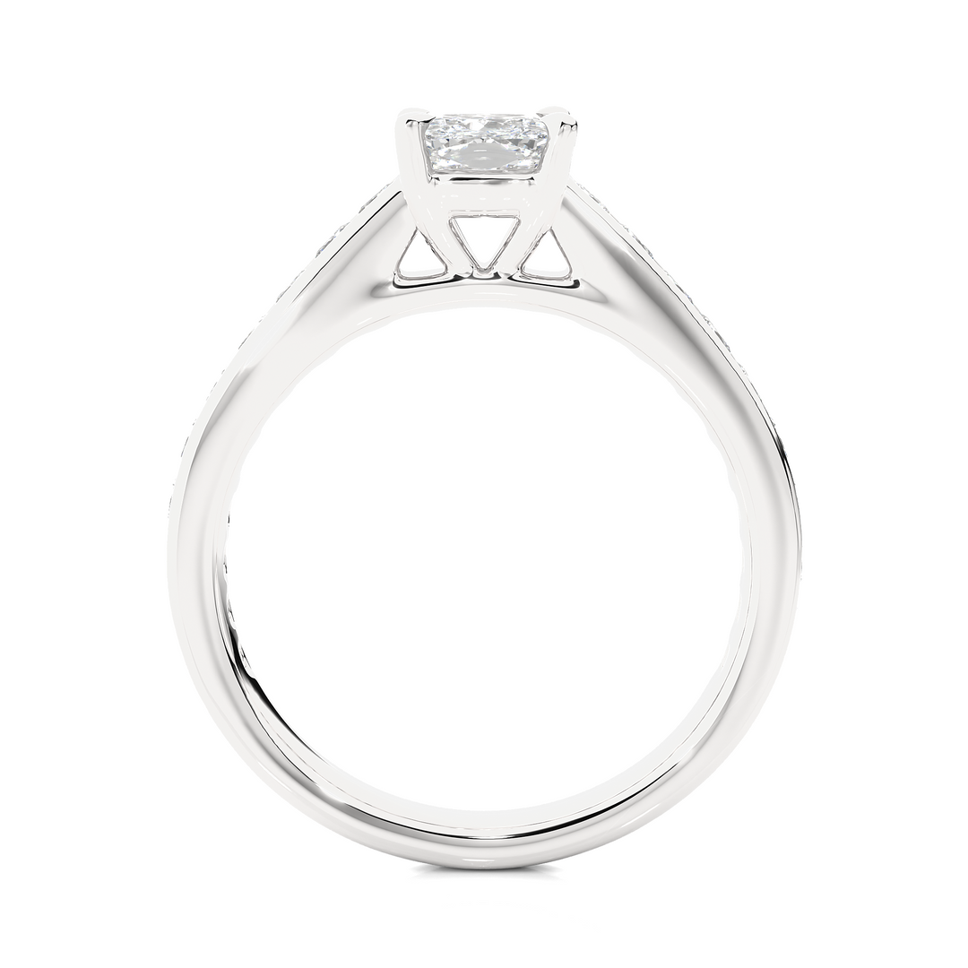2.12 CTW Cushion Cut Lab-Grown Diamond Engagement Ring with Princess Channel Set Accents