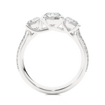 Load image into Gallery viewer, 2.23 CT Round Center with Round Side Lab Grown Diamond Three Stone Ring | 43 Stone Gold Band
