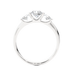 Load image into Gallery viewer, 0.88 CT Round Lab Grown Diamond Bar Setting Ring | 3 Stone Gold Band
