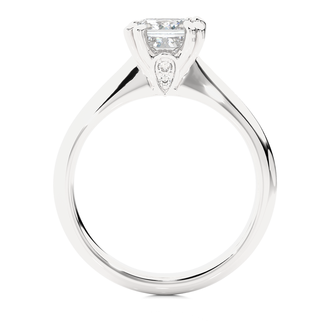 1.38 CT Princess or Round Lab Grown Diamond Engagement Ring | 4 Stone Gold Band