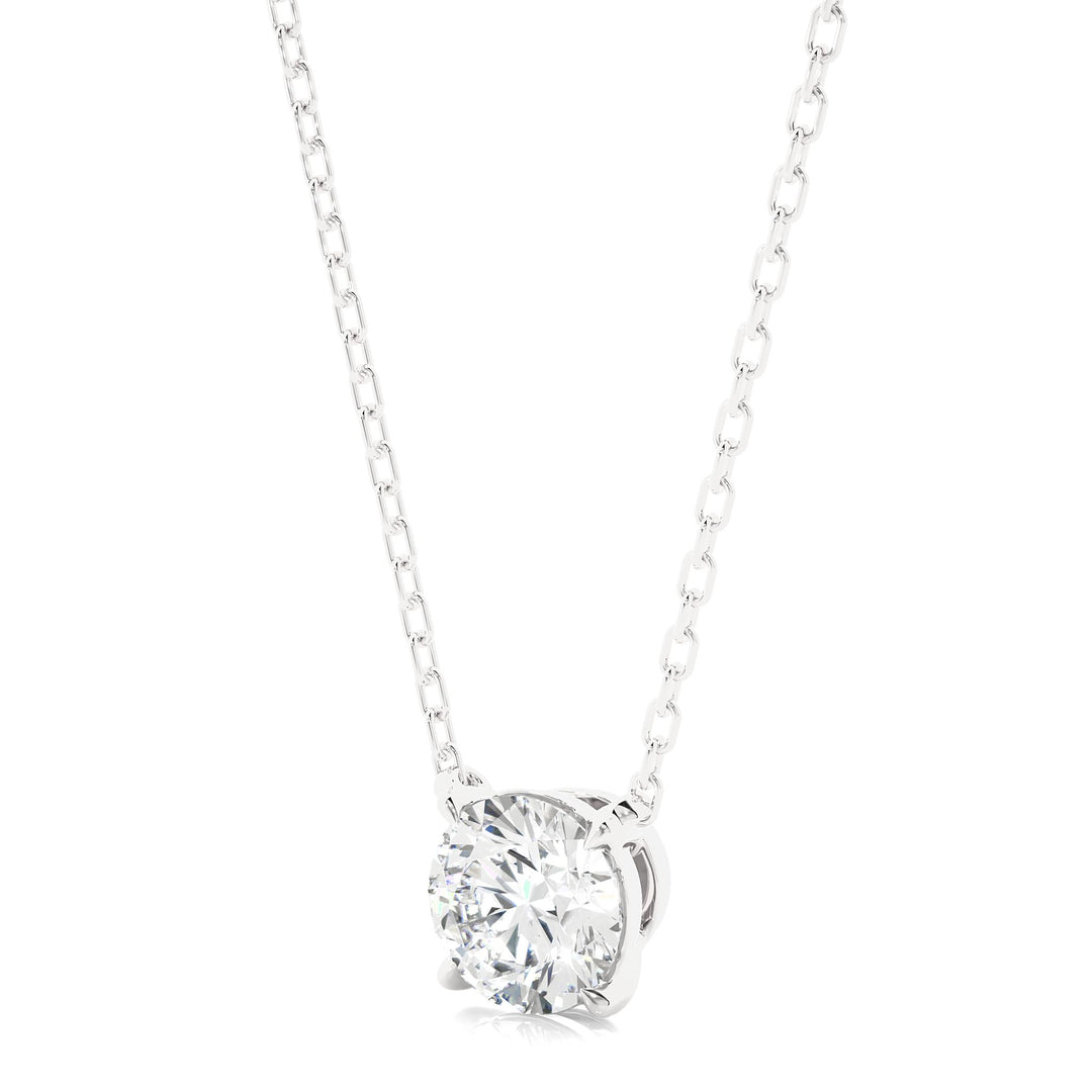 1.03 CT Lab-Grown Diamond Solitaire Pendant Necklace | Round Cut | 4-Prong | Solid Gold