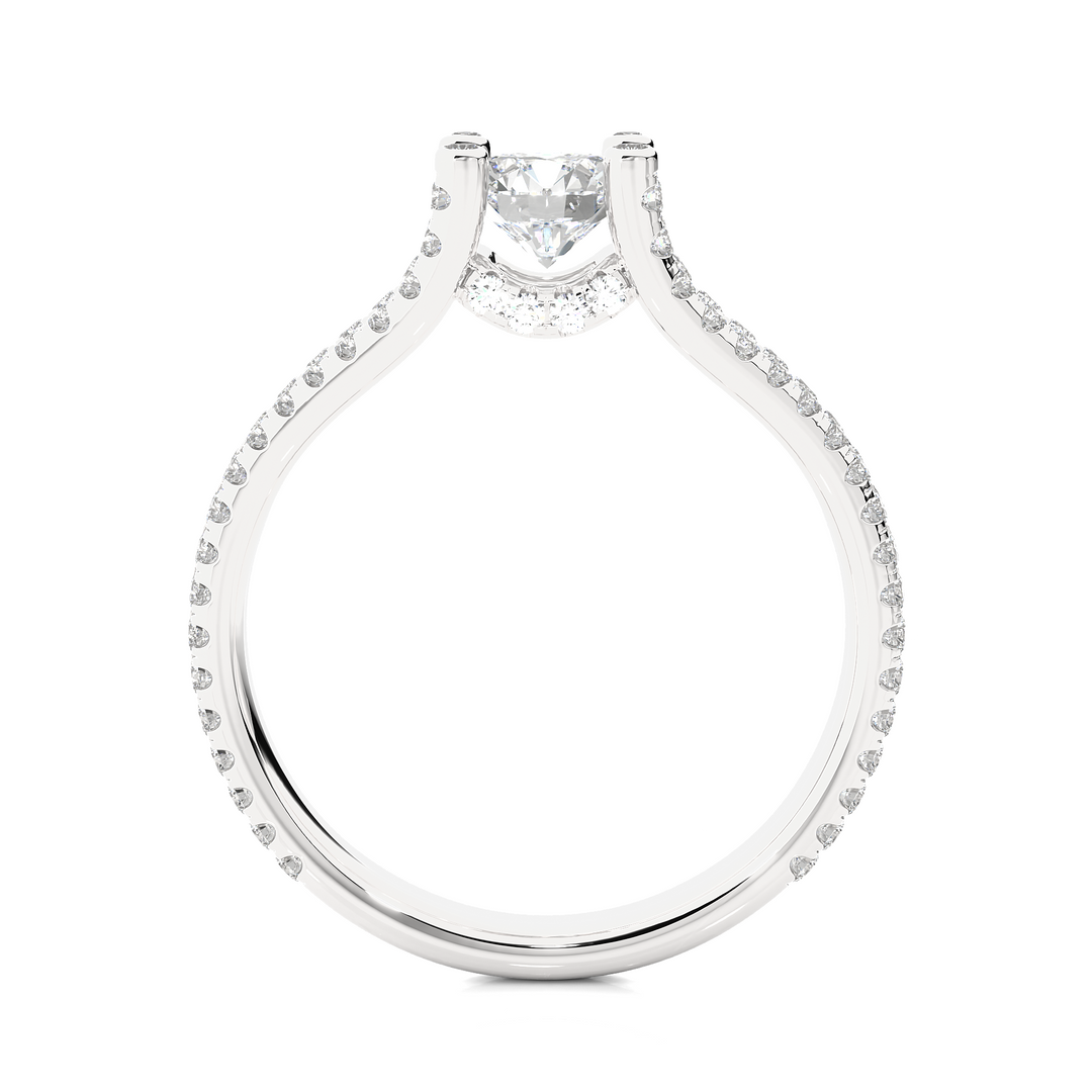1.08 CTW Round Lab-Grown Diamond Engagement Ring with Split Shank & Hidden Halo E-F / VVS-VS
