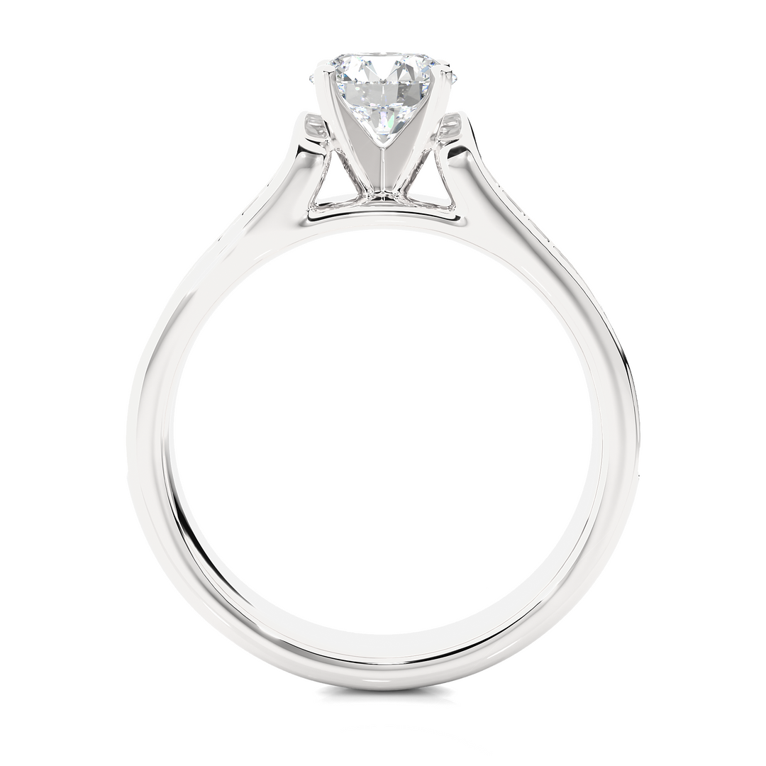 1.29 CTW Round Lab-Grown Diamond Engagement Ring with Two-Row Pave Set E-F / VVS-VS