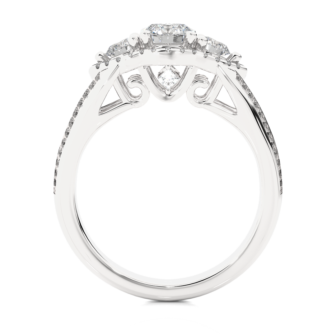 1.14 Carat Lab-Grown Diamond Engagement Ring | Three Stone Round with Hidden Princess