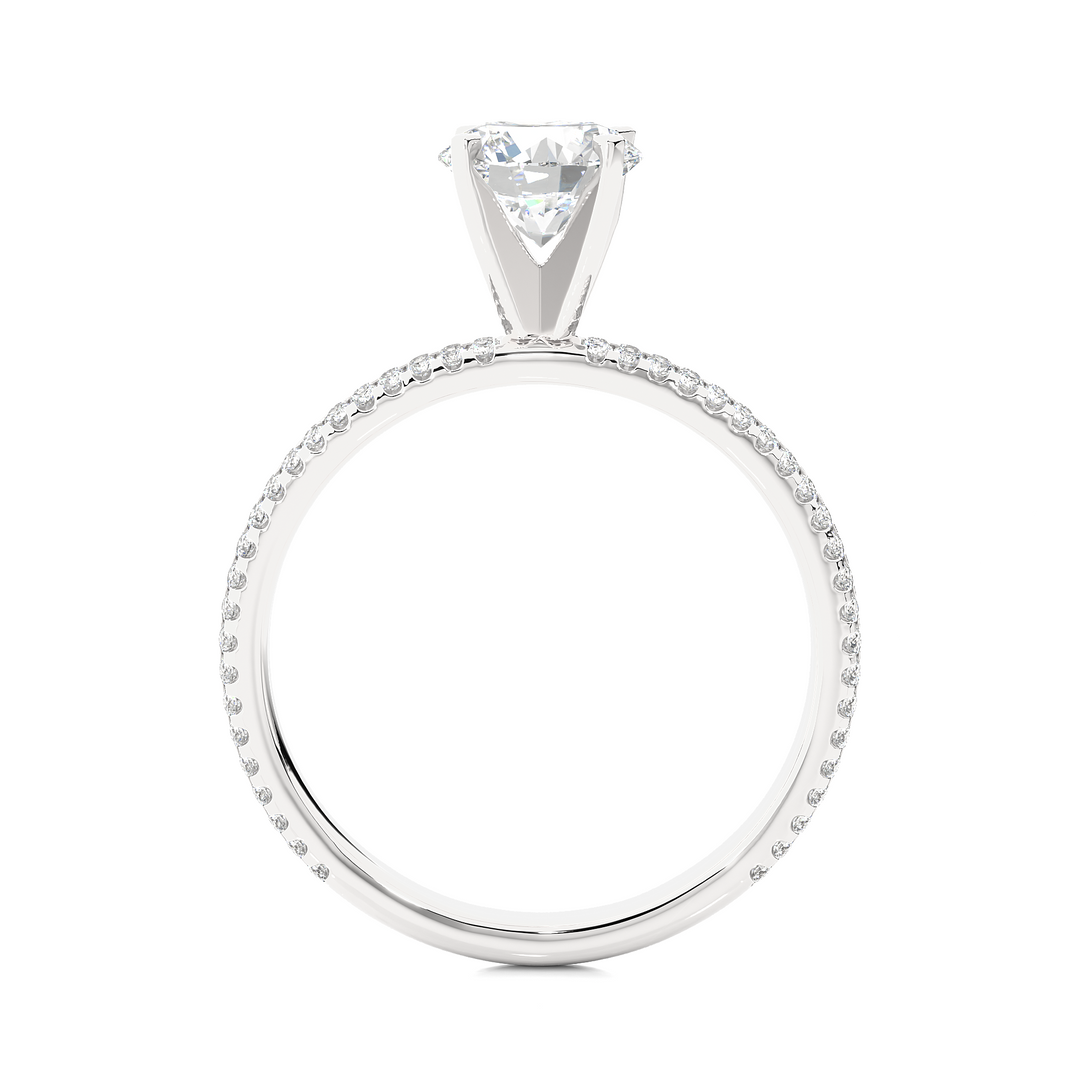 1.14 CTW Round Lab-Grown Diamond Engagement Ring with Two-Row Micropave Set E-F / VVS-VS