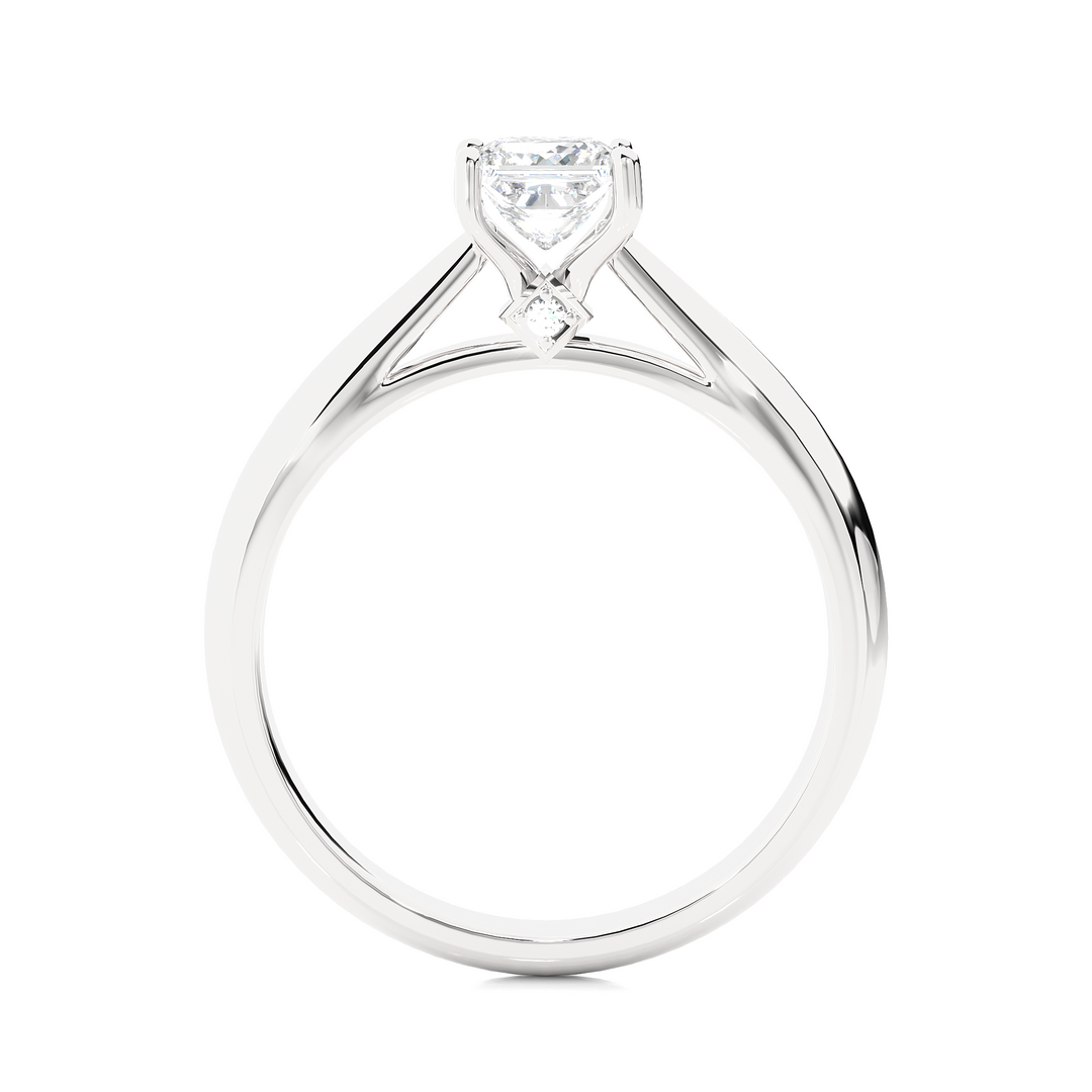 0.80 CT Princess or Round Lab Grown Diamond Solitaire Engagement Ring | Gold Band