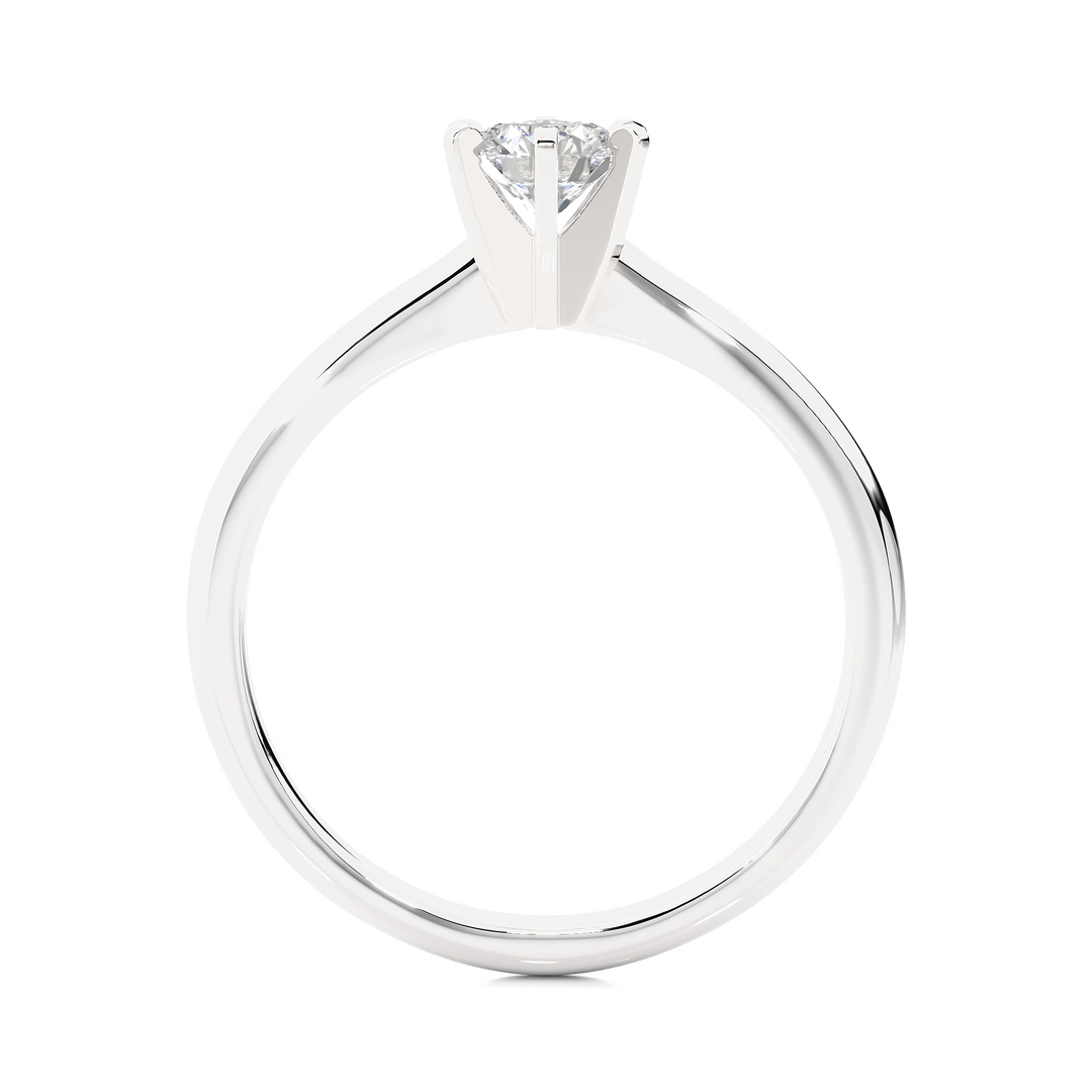 0.41 CT Round Lab Grown Diamond Solitaire Engagement Ring | Four Prong Gold Band