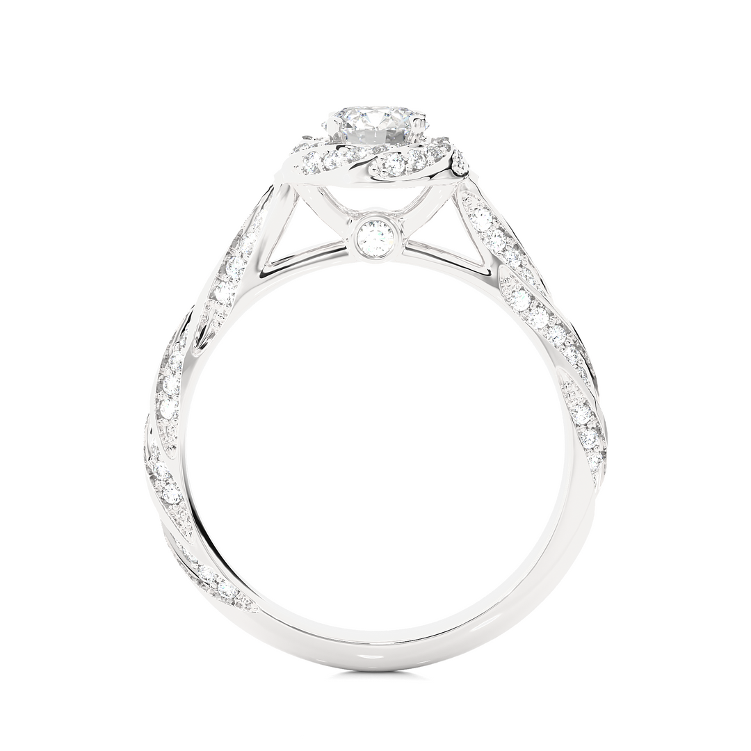 0.95 Carat Vintage Lab-Grown Round Diamond Ring | 100 Stone Classic Design