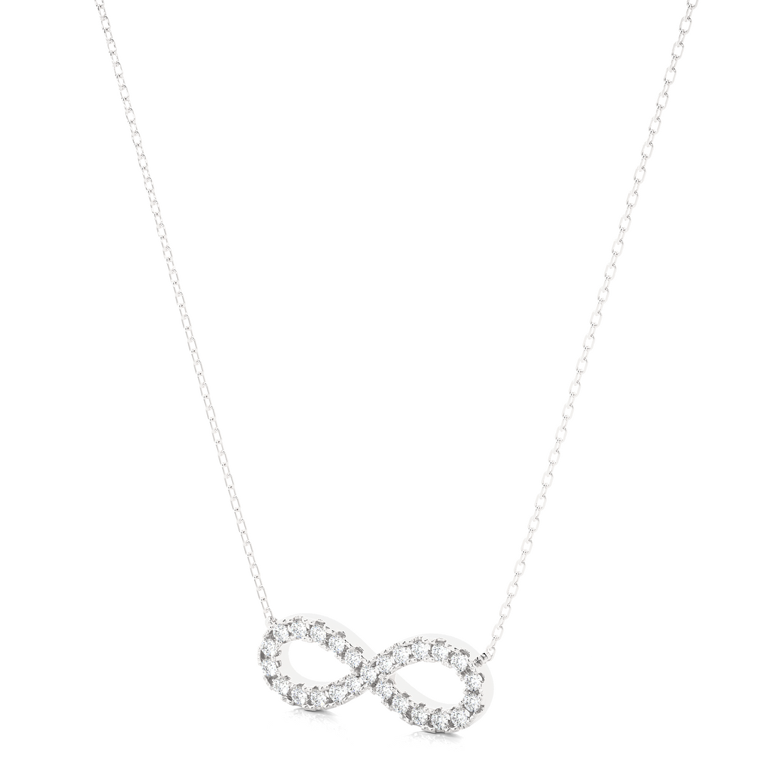 0.39 CT Lab-Grown Diamond Infinity Pendant Necklace | Solid Gold | 25 Round Diamonds