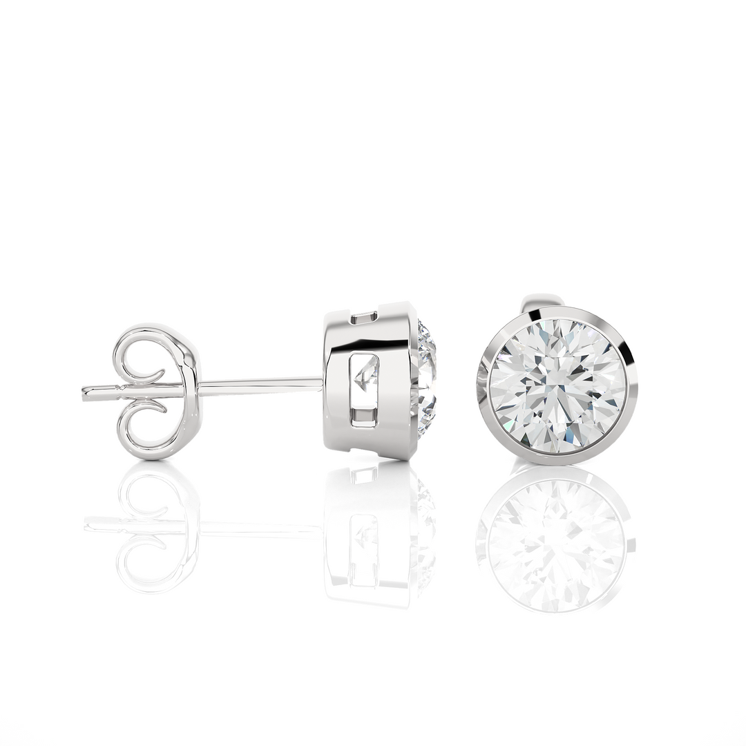 1.00 CTW Round Cut Lab-Grown Diamond Bezel Set Push Back Earrings