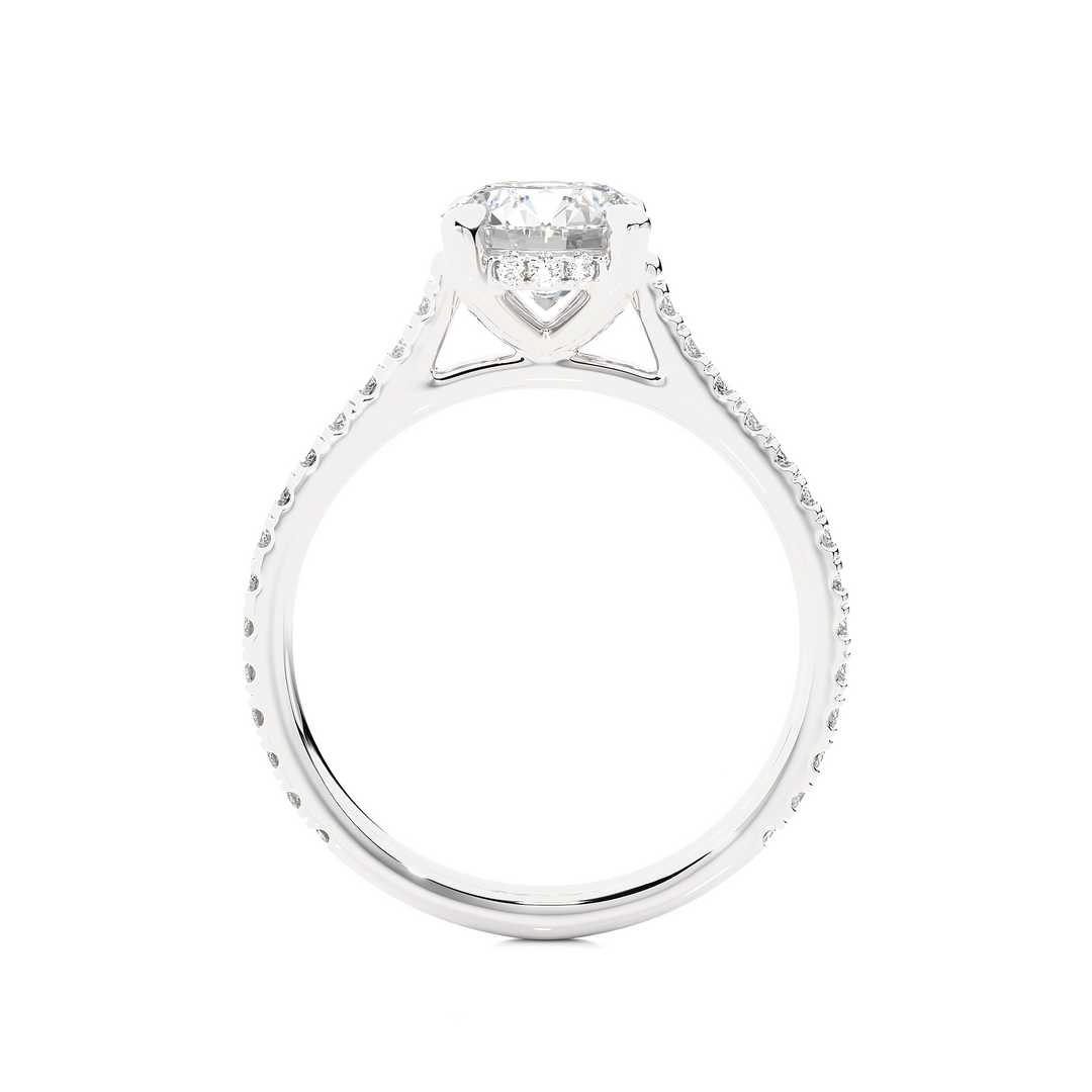 1.58 CTW Round Lab-Grown Diamond Engagement Ring with Micropave & Prong Set E-F / VVS-VS