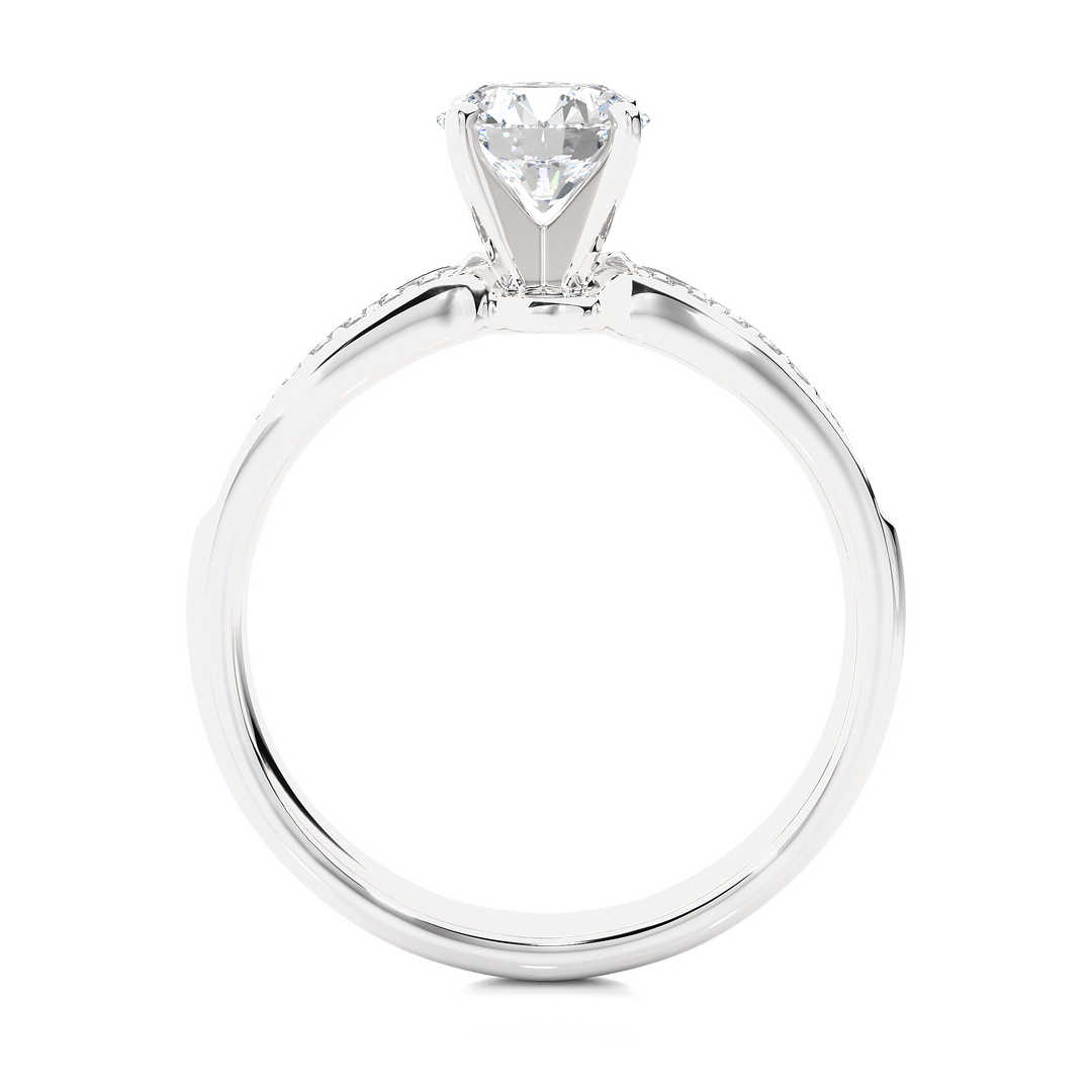 1.02 CTW Round Lab-Grown Diamond Engagement Ring with Pave Set E-F / VVS-VS