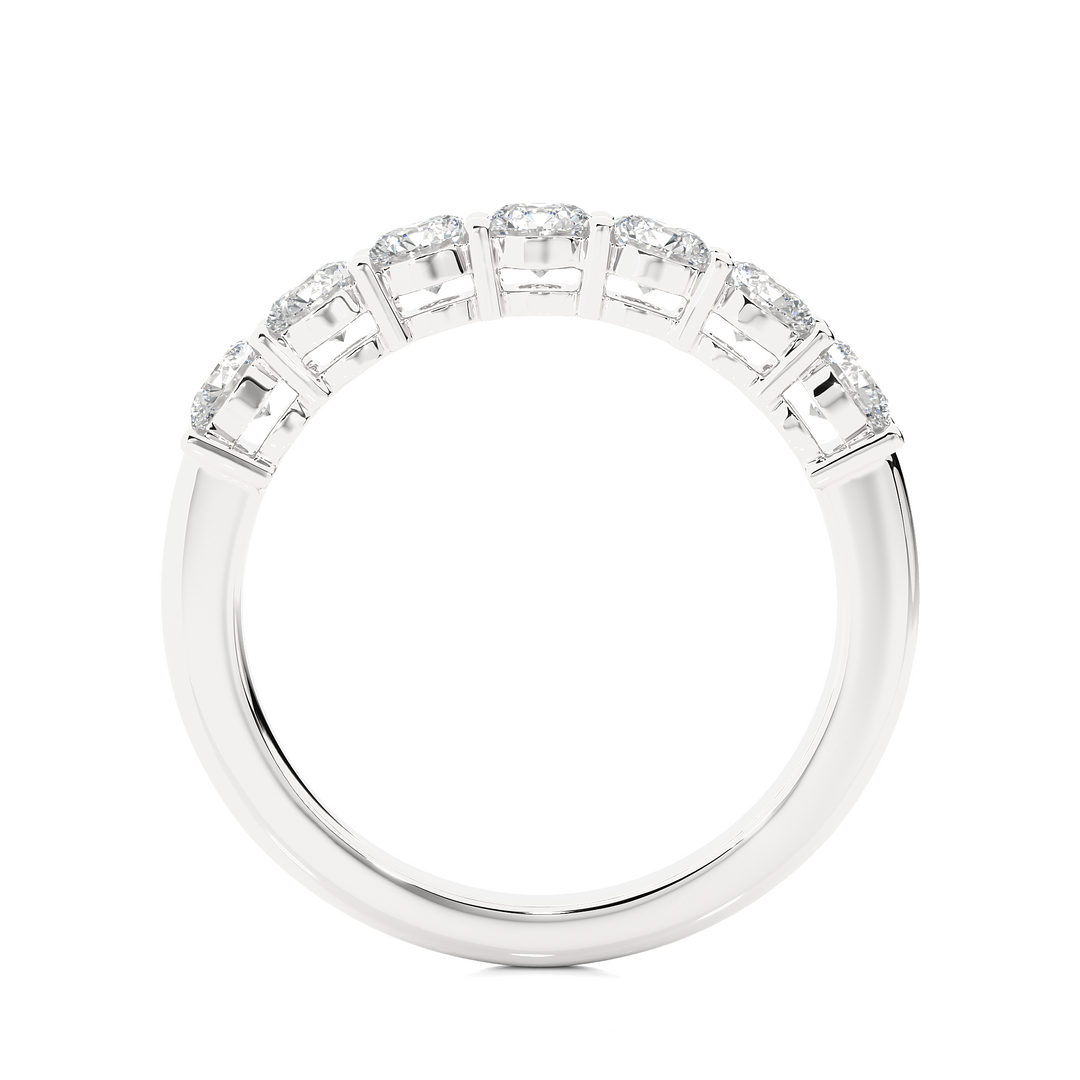 1.13 CT Round Cut Lab Grown Diamond Prong Set Band  7 Stone IGI Certified