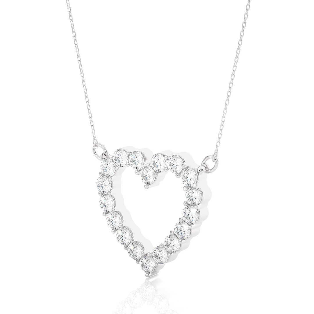 0.46 CT Lab-Grown Diamond Heart Pendant Necklace | Round Diamonds | Solid Gold