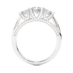 Load image into Gallery viewer, 1.20 Carat Three Stone Round Lab-Grown Diamond Ring | Pavé Side Stone Band
