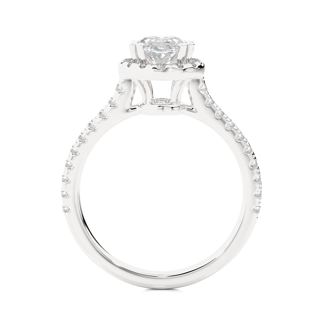 1.20 CT Oval Halo Lab Grown Diamond Ring with Round Side Stones