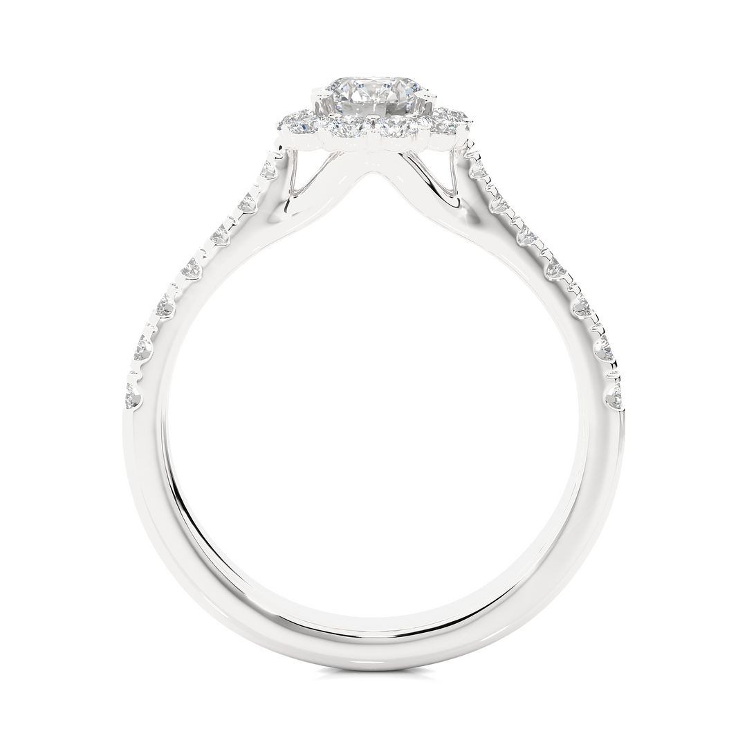 1.09 CT Round Cut Halo Lab Grown Diamond Ring | 27 Stone Design