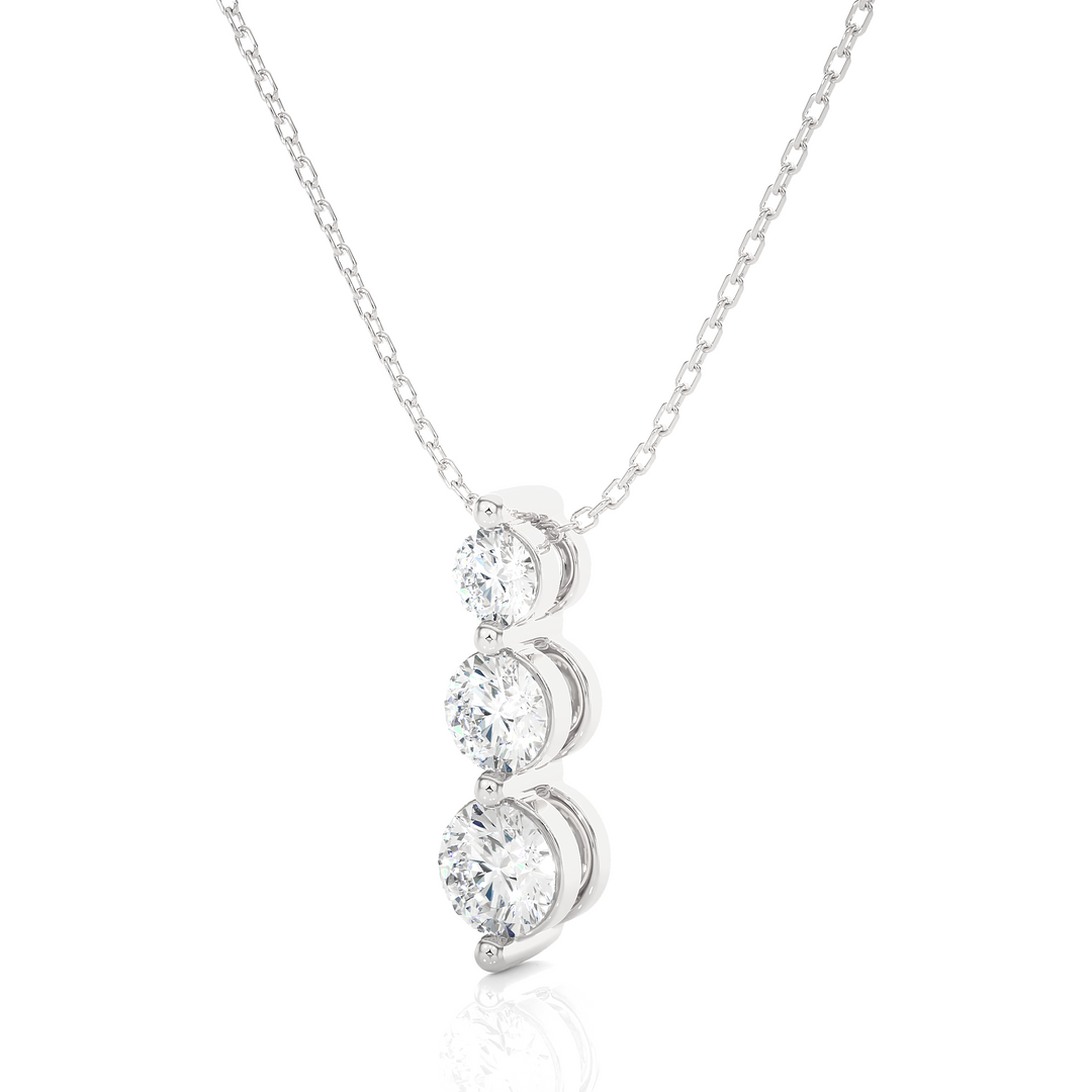 0.84 CT Lab-Grown Diamond Three-Stone Pendant Necklace | Solid Gold | Trio Design
