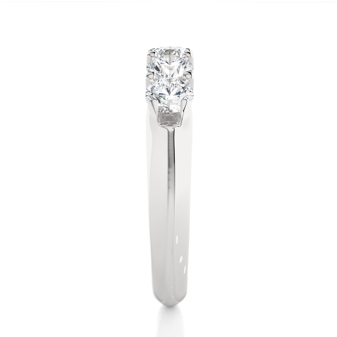 1.11 CT Round Cut Lab Grown Diamond Band  5 Stone IGI Certified