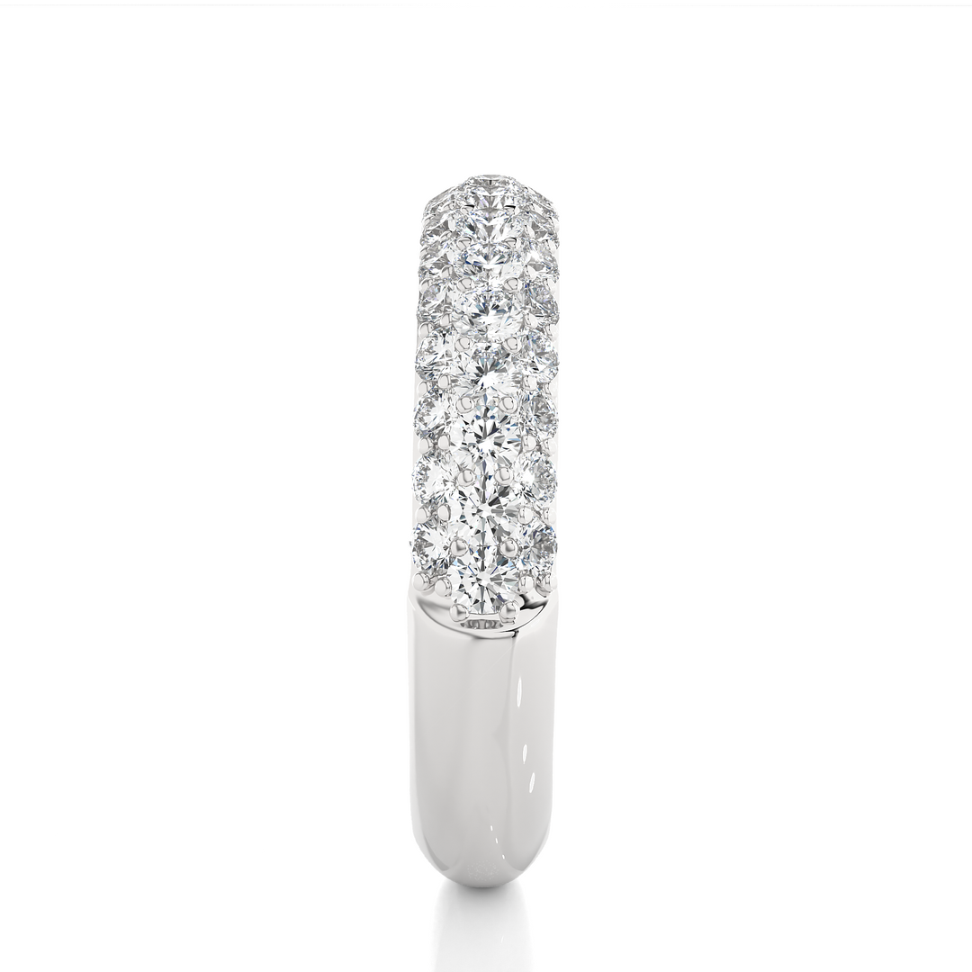 0.93 CT Round Cut Lab Grown Diamond 3 Row Pave Band  49 Stone IGI Certified