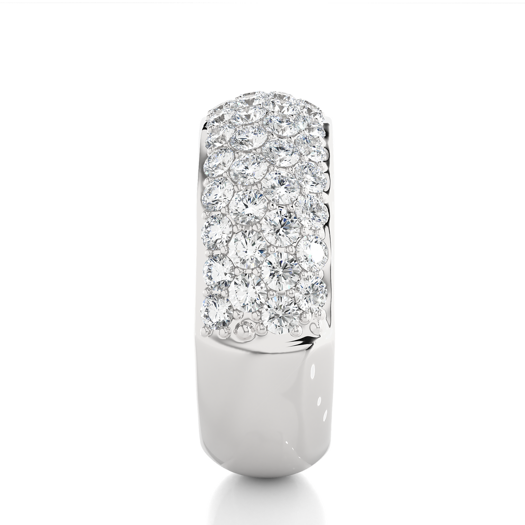 1.88 CT Round Cut Lab Grown Diamond 4 Row Pave Band  58 Stone Bold IGI Certified