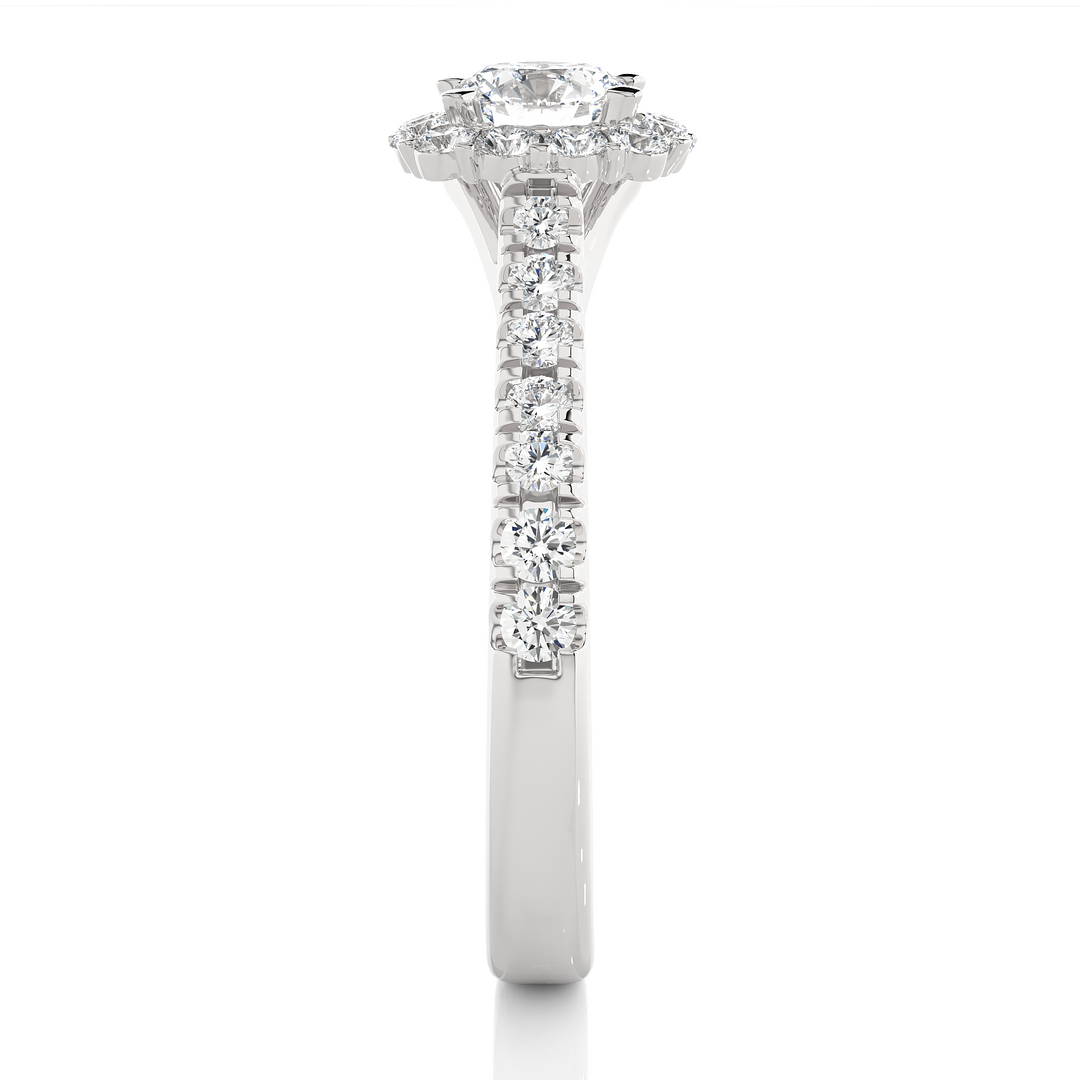 1.09 CT Round Cut Halo Lab Grown Diamond Ring | 27 Stone Design