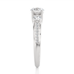 Load image into Gallery viewer, 1.98 CT Round Center with Round Side Lab Grown Diamond Three Stone Ring | 49 Stone Gold Band
