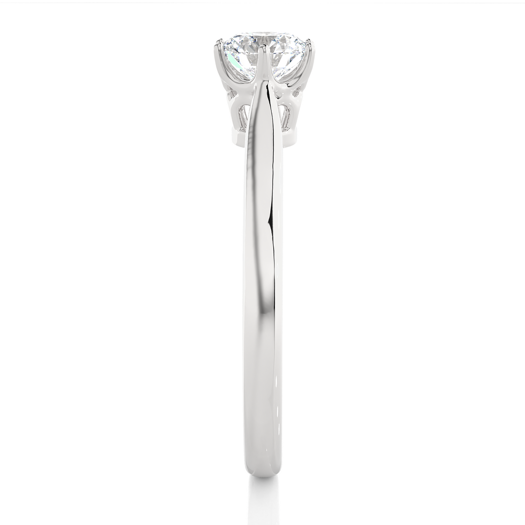 0.53 CT Round Lab Grown Diamond Solitaire Engagement Ring | Six Prong Gold Band