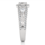 Load image into Gallery viewer, 1.43 CT Round Center with Pear &amp; Round Side Lab Grown Diamond Halo Ring | Split Shank, 83 Stone Gold Band
