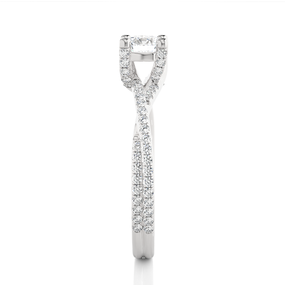 0.74 CTW Round Lab-Grown Diamond Twisted Engagement Ring E-F / VVS-VS