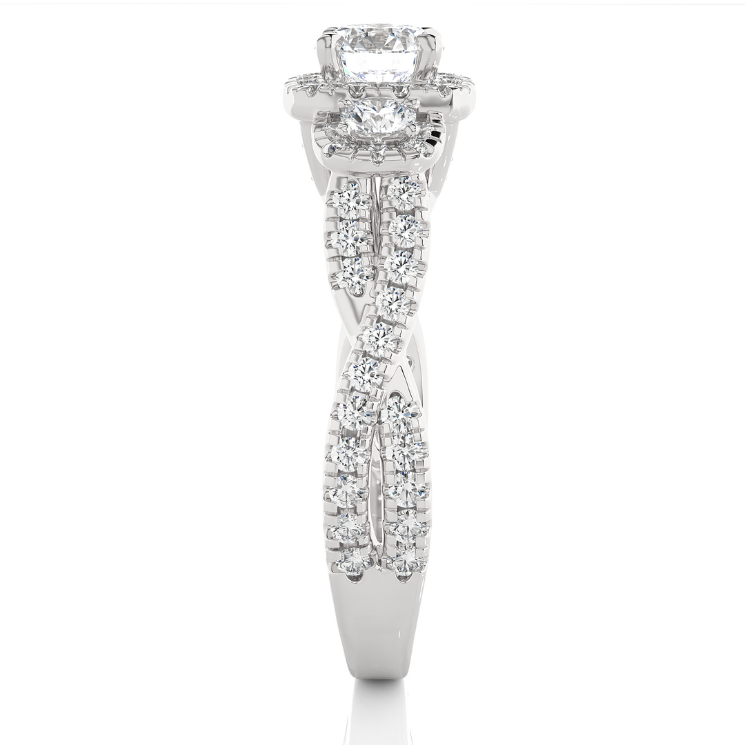 1.35 Carat Three Stone Lab-Grown Diamond Ring | Round with Hidden Princess Accent