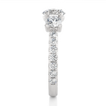 Load image into Gallery viewer, 2.35 CT Round Center with Round Side Lab Grown Diamond Three Stone Ring | 17 Stone Gold Band
