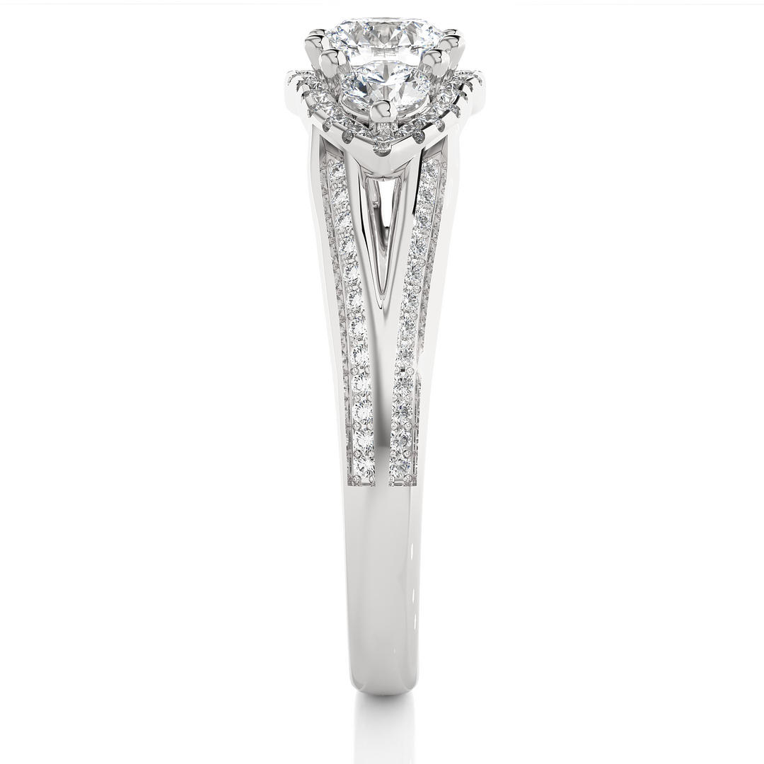 1.14 Carat Lab-Grown Diamond Engagement Ring | Three Stone Round with Hidden Princess
