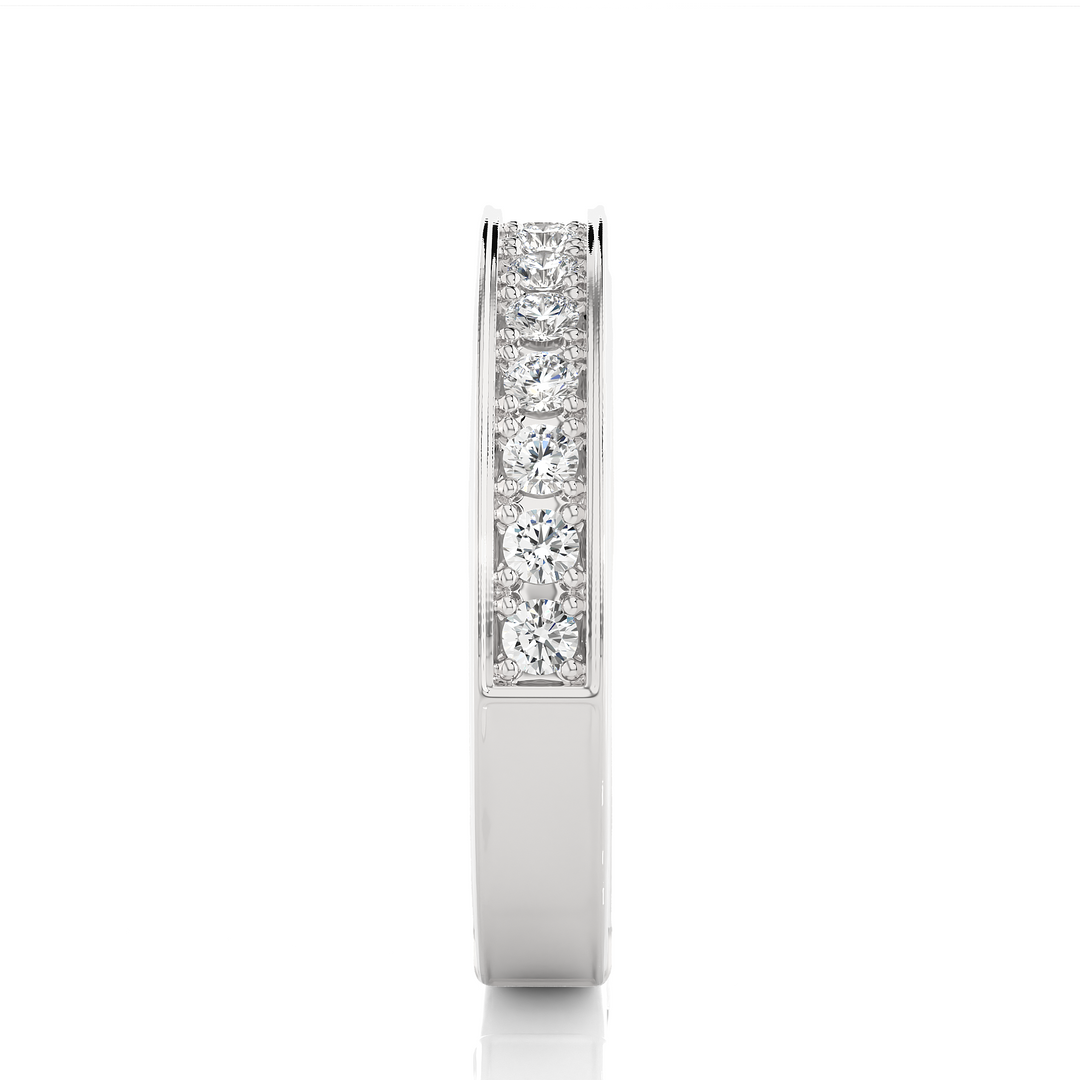 0.49 CT Round Cut Lab Grown Diamond Bold Prong Set Band  14 Stone IGI Certified