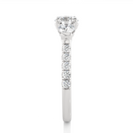 Load image into Gallery viewer, 1.55 CT Round Center with Round Side Lab Grown Diamond Three Stone Ring | 13 Stone Gold Band

