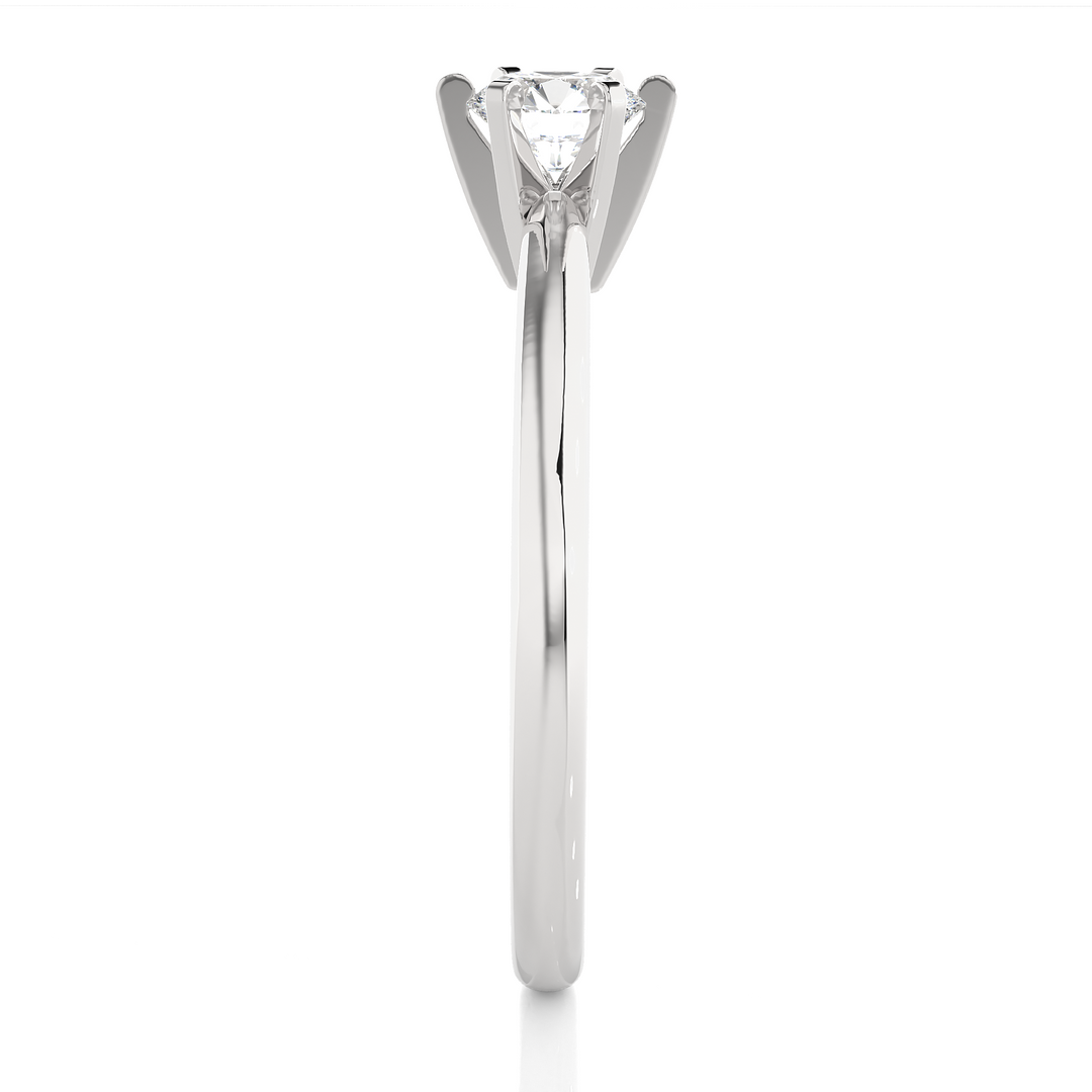0.41 CT Round Lab Grown Diamond Solitaire Engagement Ring | Four Prong Gold Band