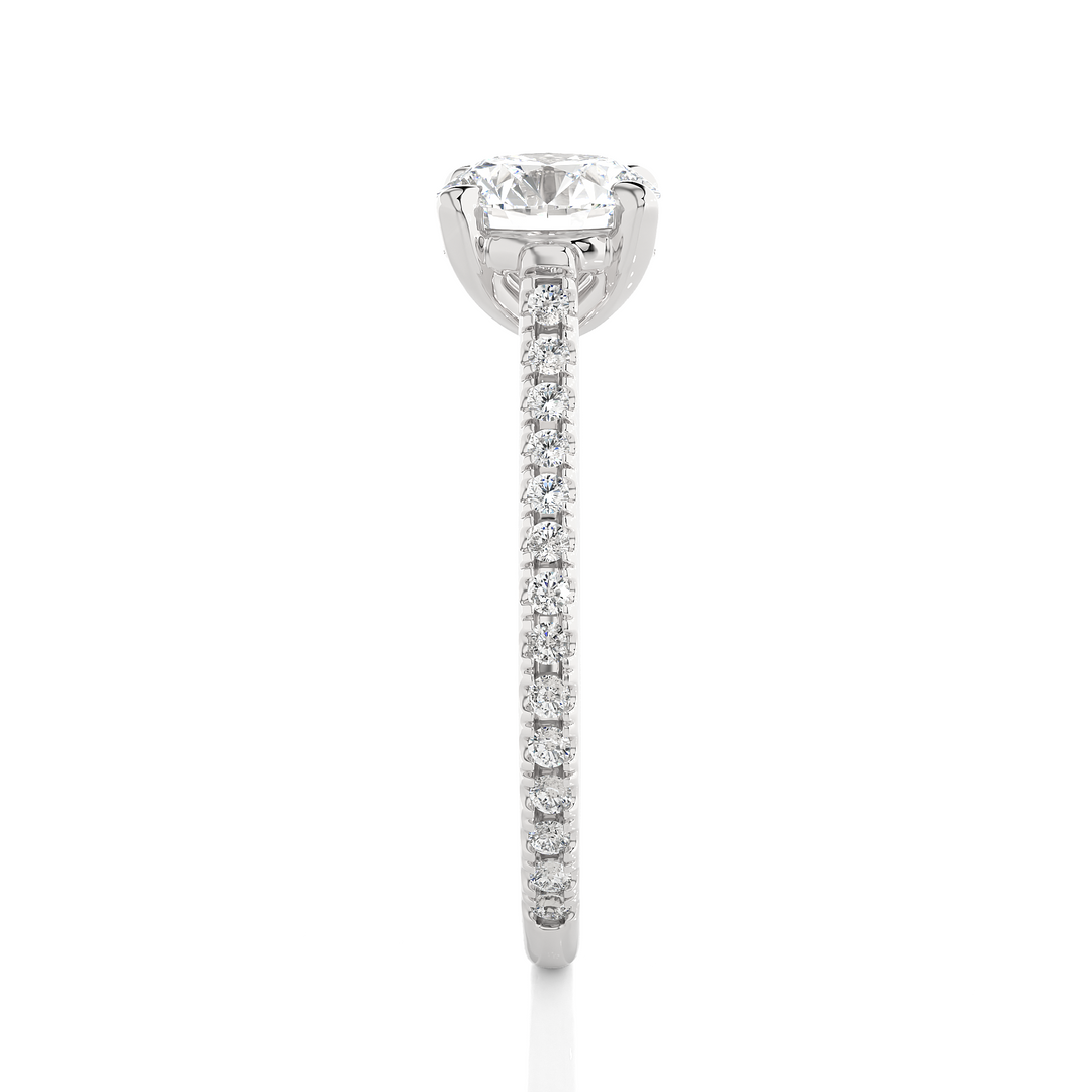 1.58 CTW Round Lab-Grown Diamond Engagement Ring with Micropave & Prong Set E-F / VVS-VS