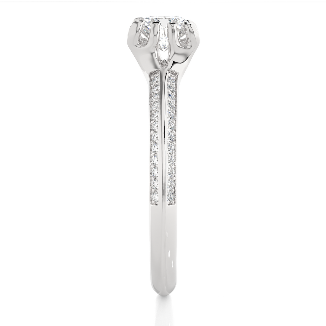 0.73 CTW Lab-Grown Diamond Pavé Engagement Ring – Round Cut