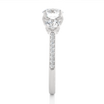 Load image into Gallery viewer, 1.80 CT Round Center with Round Side Lab Grown Diamond Three Stone Ring | 19 Stone Gold Band
