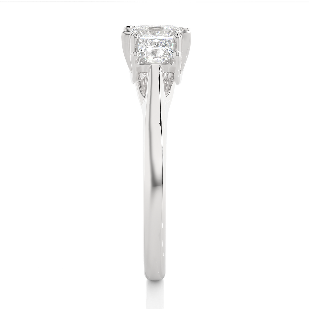 0.96 CT Princess Cut Three Stone Lab Grown Diamond Ring | 3 Stone Gold Band