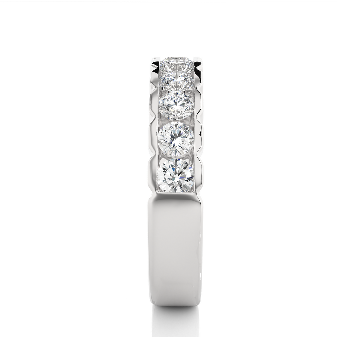 1.01 CT Round Cut Lab Grown Diamond Bold Channel Set Band  10 Stone IGI Certified