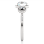 Load image into Gallery viewer, 1.43 CT Round Lab Grown Diamond Halo Ring with Milgrain &amp; Round Side Stones | 51 Stone Gold Band
