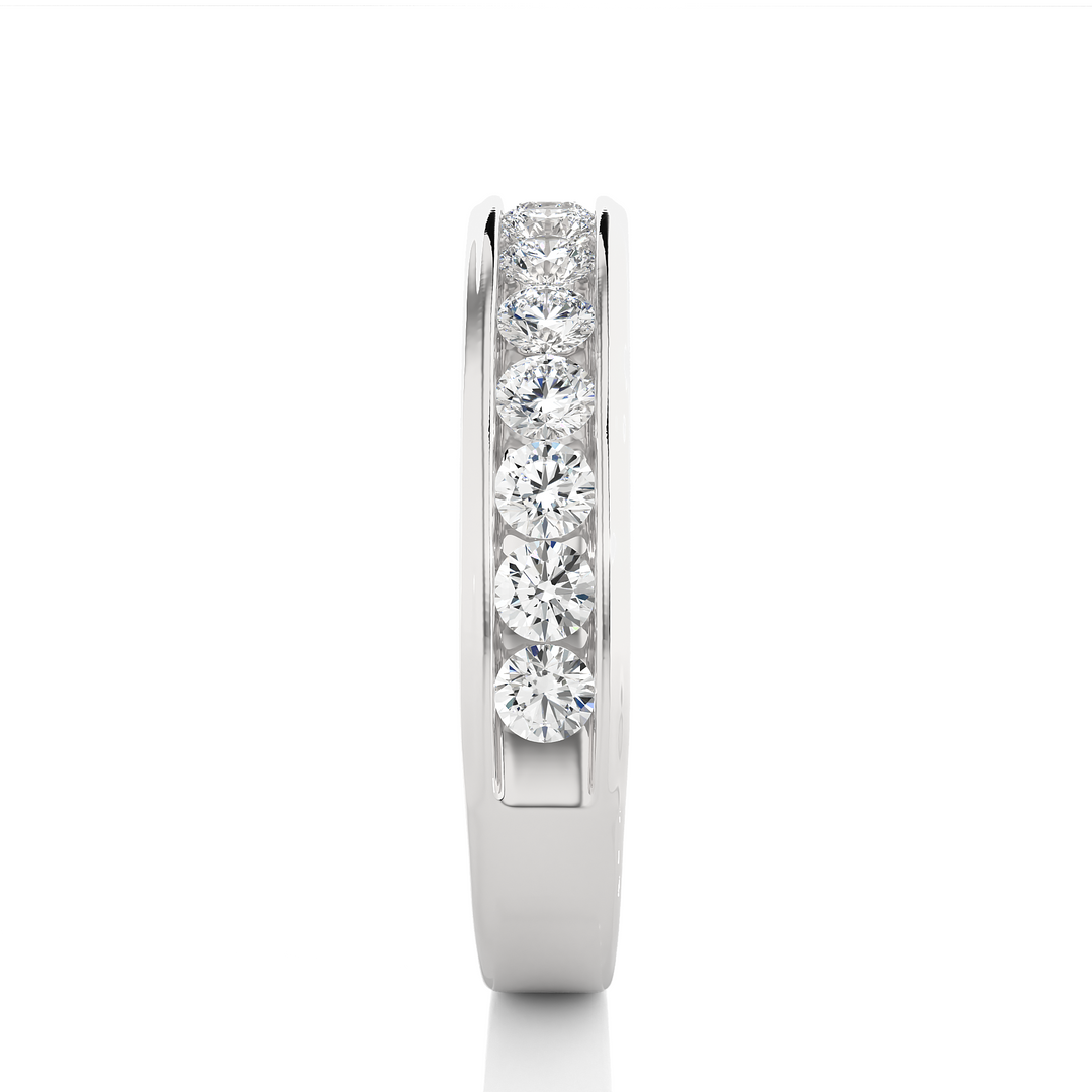 0.92 CT Round Cut Lab Grown Diamond Channel Set Band  14 Stone IGI Certified