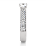 Load image into Gallery viewer, 1.29 CTW Round Lab-Grown Diamond Engagement Ring with Two-Row Pave Set E-F / VVS-VS
