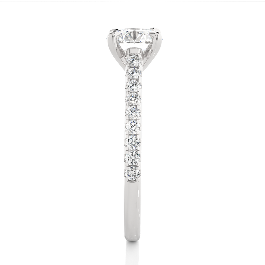 1.36 CTW Round Lab-Grown Diamond Engagement Ring with Claw & Micropave Set E-F / VVS-VS
