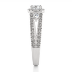 Load image into Gallery viewer, 0.96 Carat Three Stone Cushion &amp; Round Lab-Grown Diamond Ring | Micro Pavé Band
